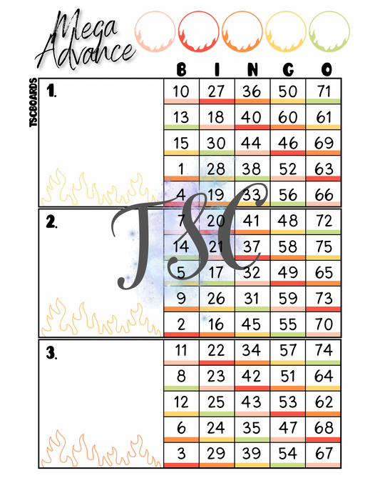Mega Advance Main Block Bingo Board 1-75 Ball