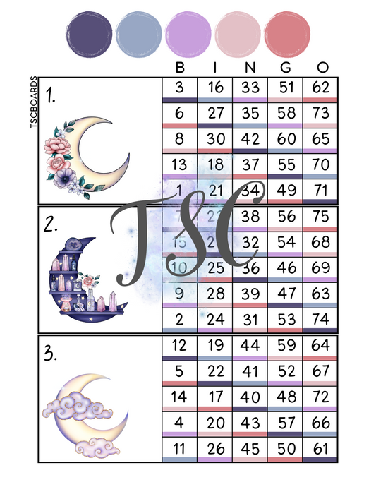 Moon Rainbow Mega Block Bingo Board 1-75 Ball