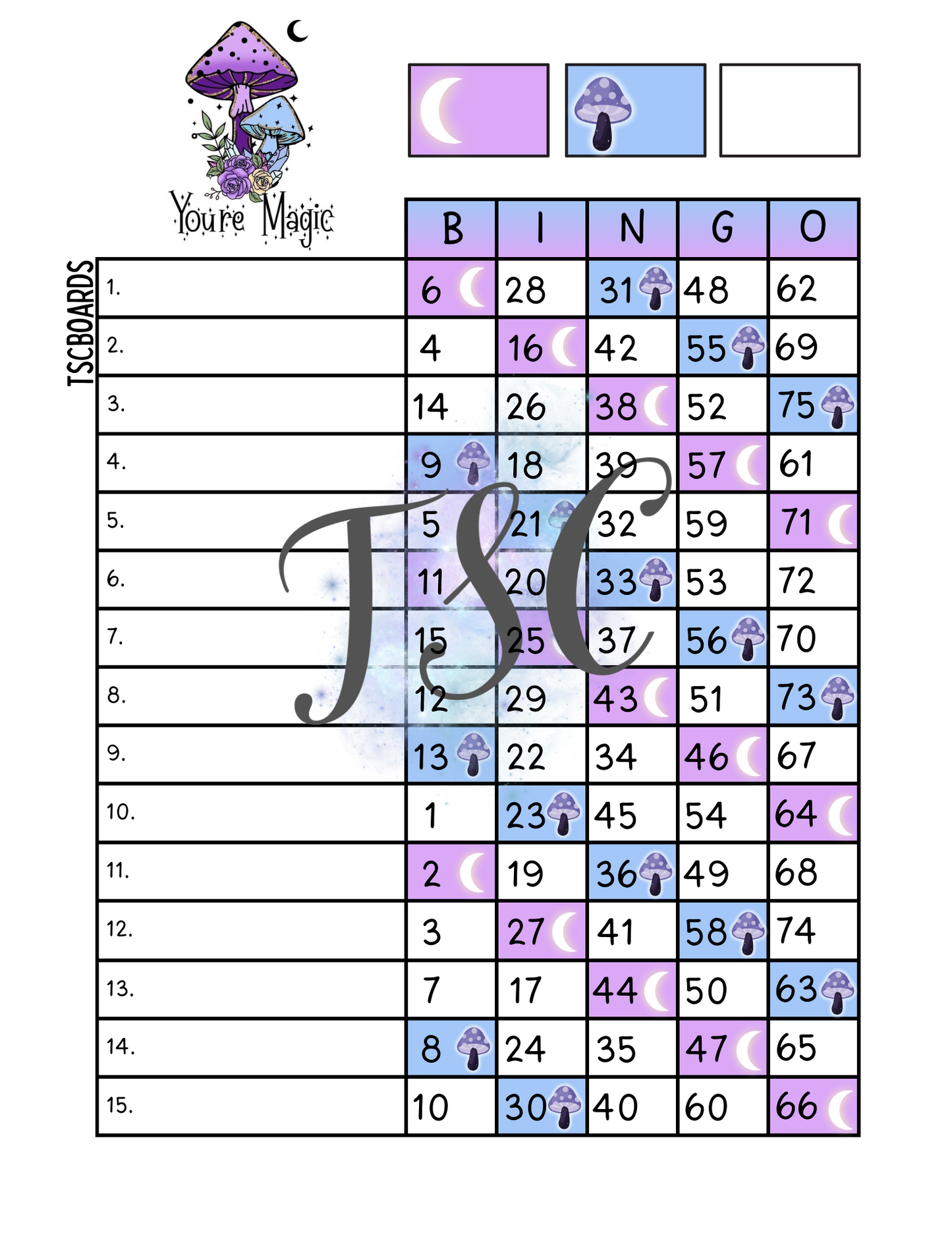 You’re Magic Bingo Board 1-75 Ball