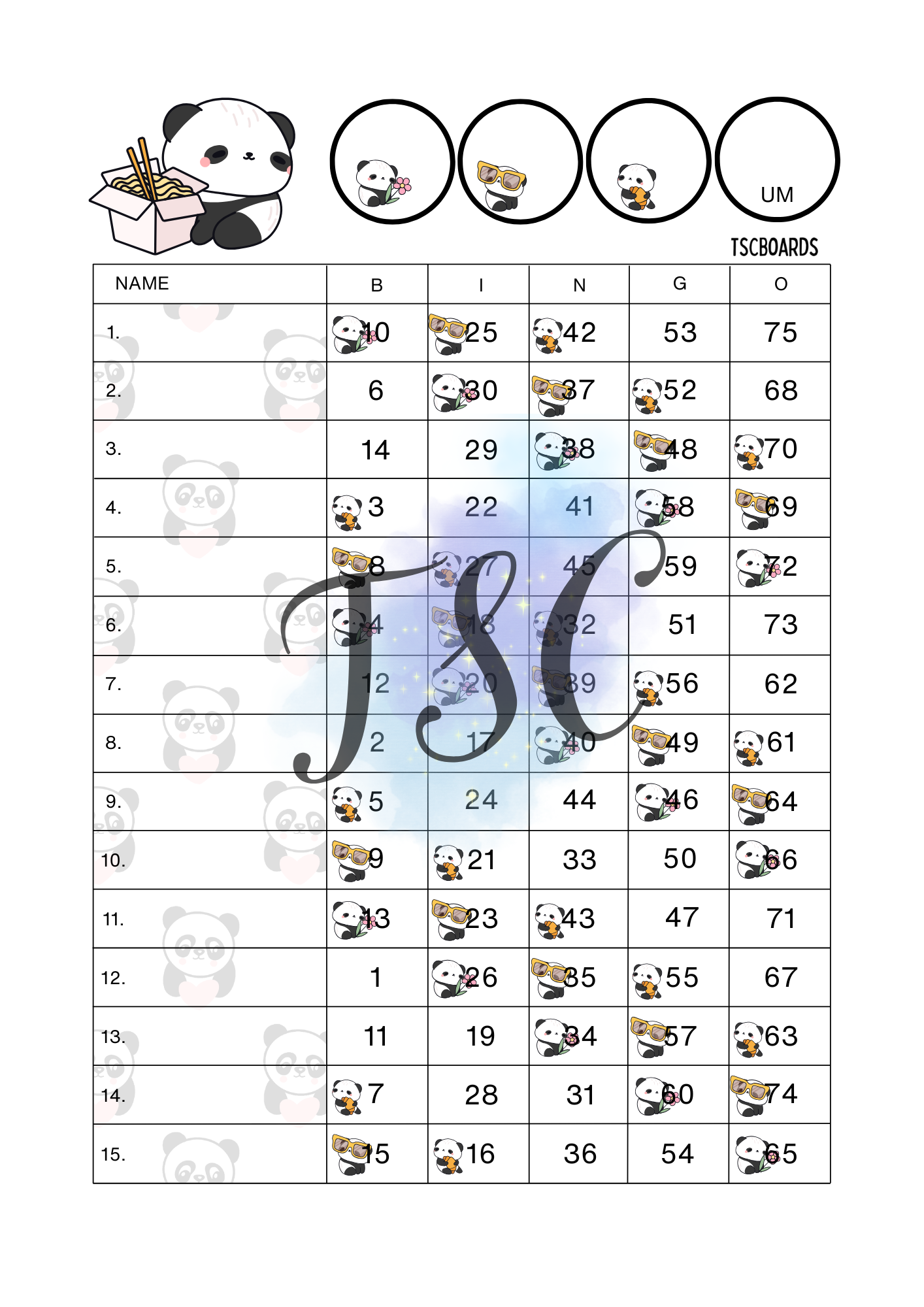 Panda Rainbow Board 1-75 Ball