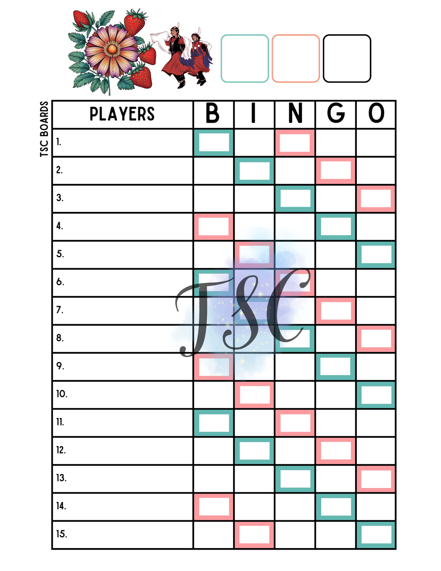 Indigenous 2 Colour Board 1-75 Ball 1-15 Lines