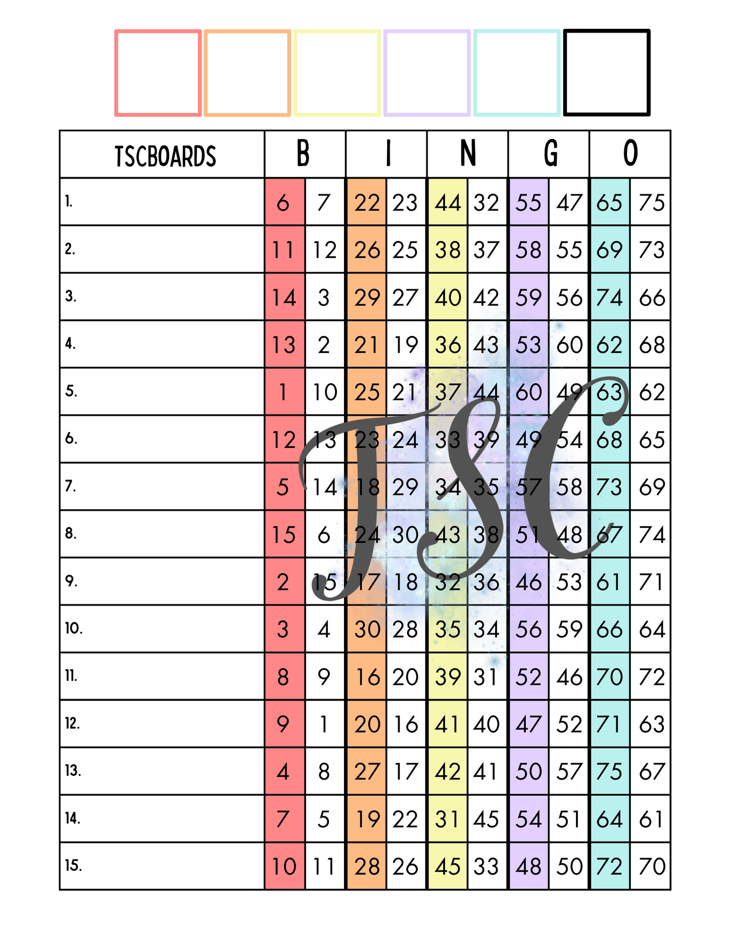 Double Action Rainbow Bingo Board 1-75 Ball