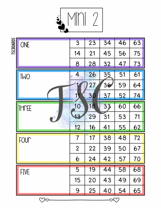 Mini 2 Block Bingo Board 1-75 Ball