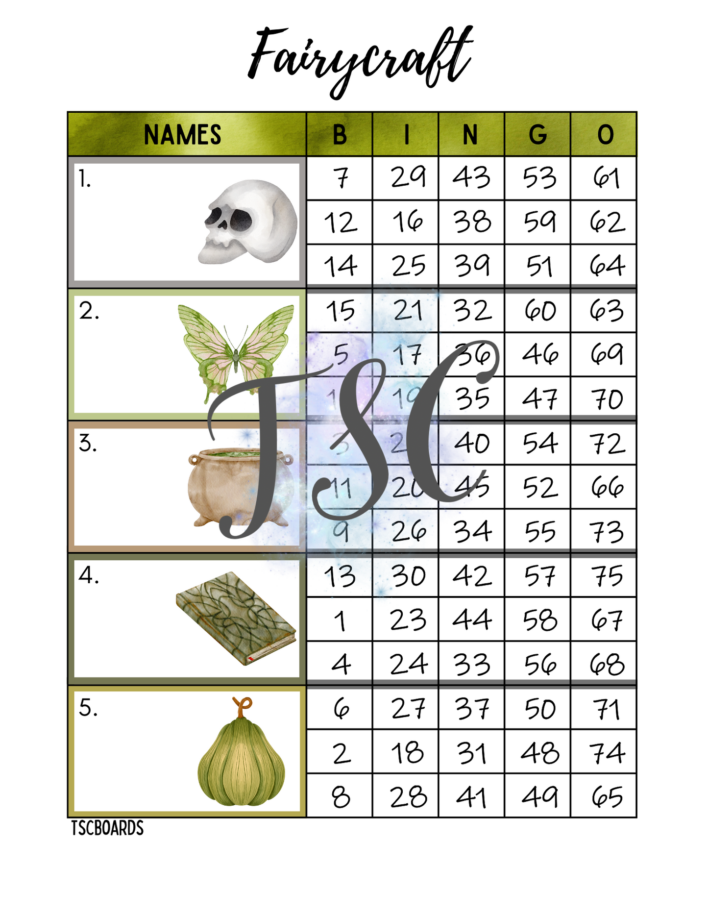 Fairycraft Block Bingo Board 1-75 Ball