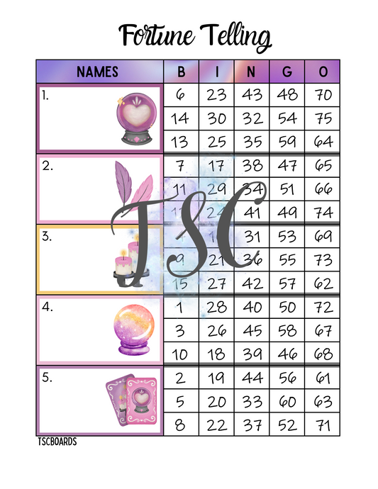 Fortune Telling Block Bingo Board 1-75 Ball
