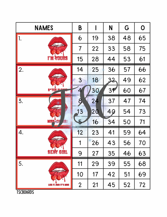 Miss Cherry Block Bingo Board 1-75 Ball