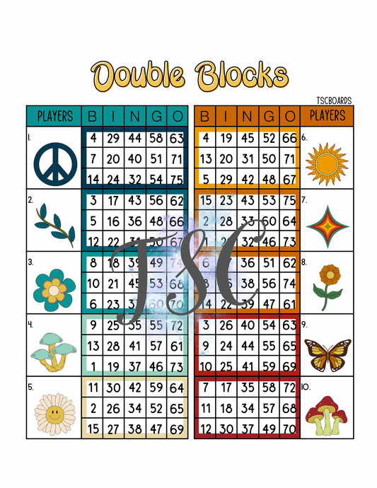 Retro Double Blocks Bingo Board 1-75 Ball