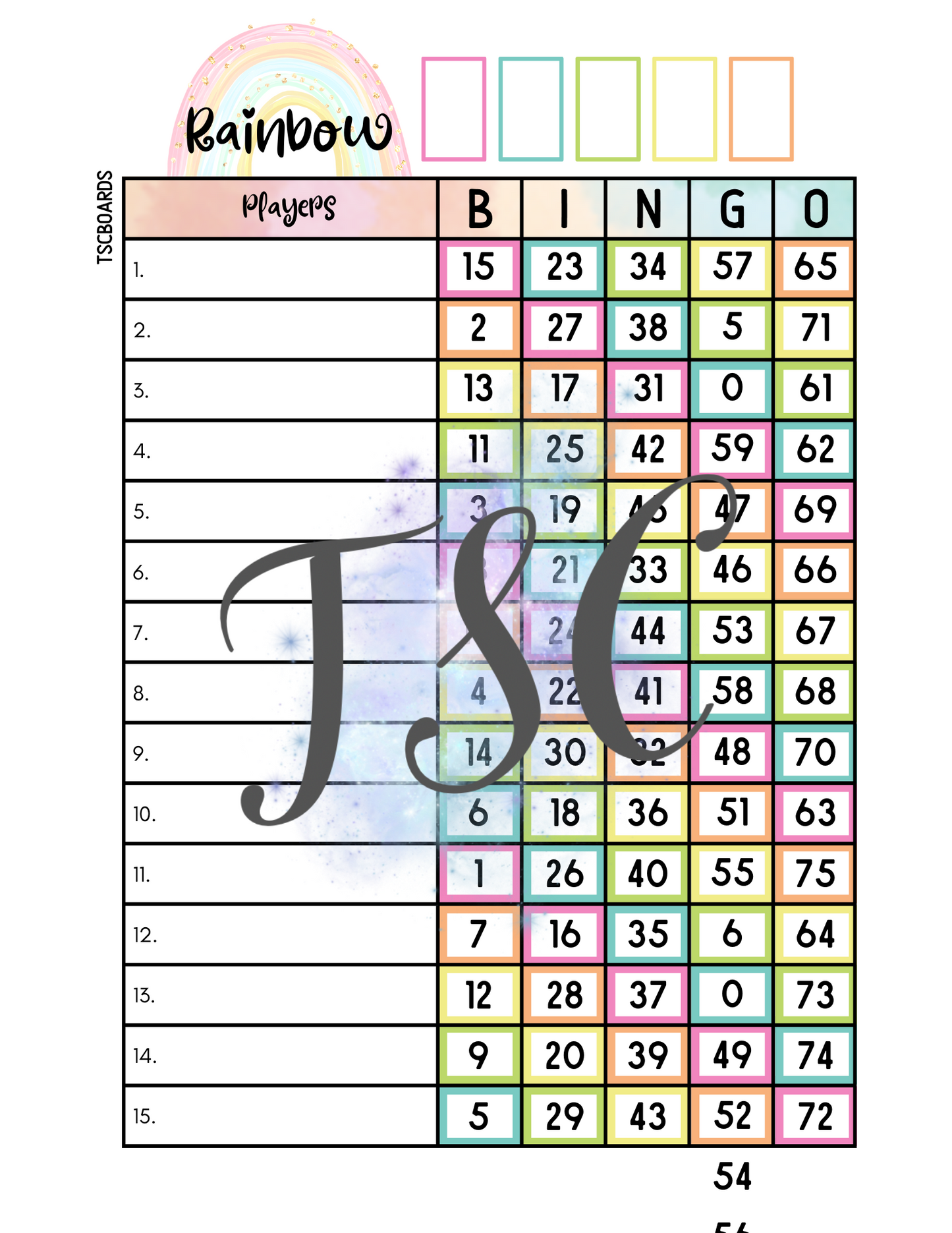 Rainbow Board 1-75 Ball