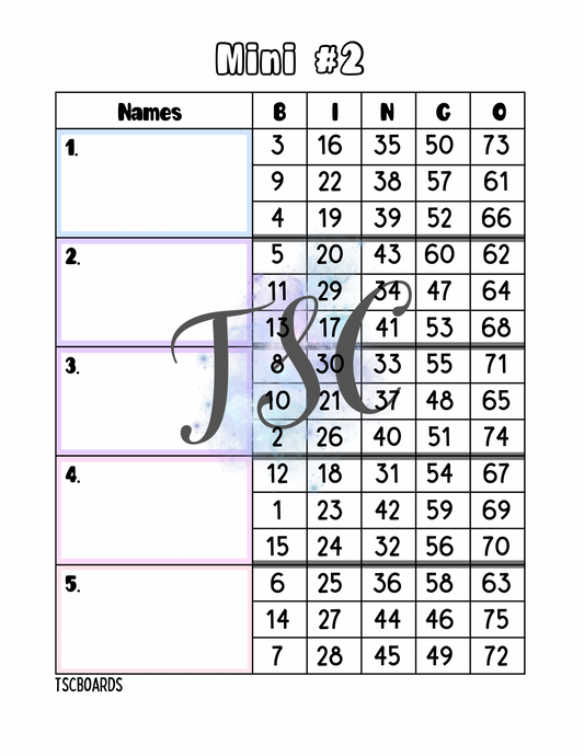 Mini #2 Block Bingo Board 1-75 Ball