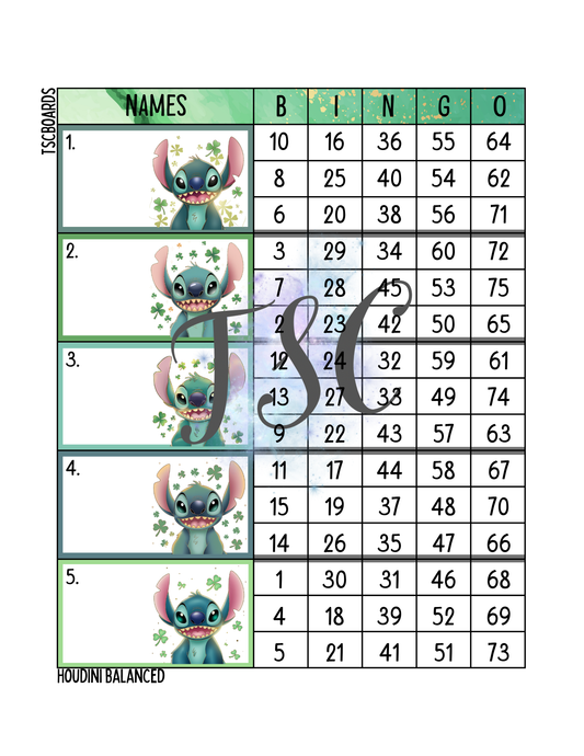 Easter Stitch Block Bingo Board 1-75 Ball