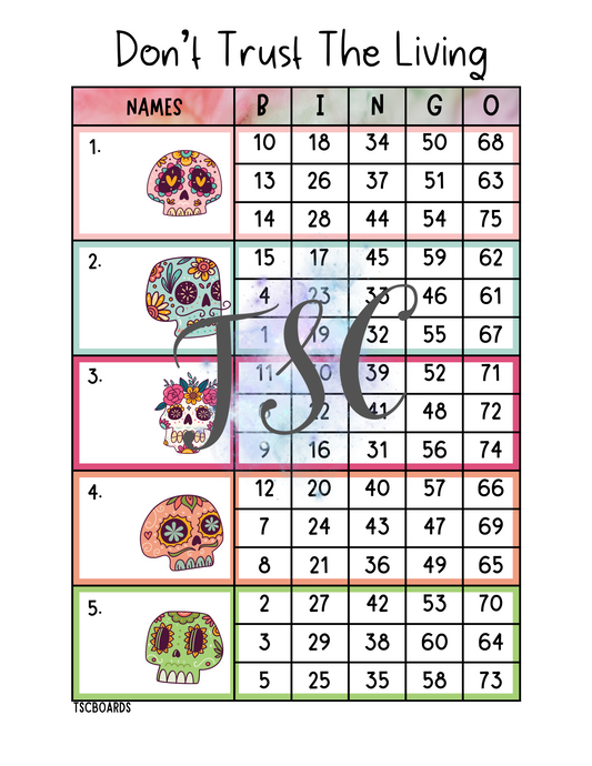 Don’t Trust The Living Block Bingo Board 1-75 Ball