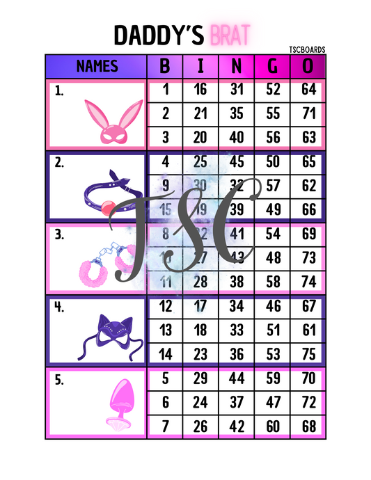 Daddy’s Brat Block Bingo Board 1-75 Ball