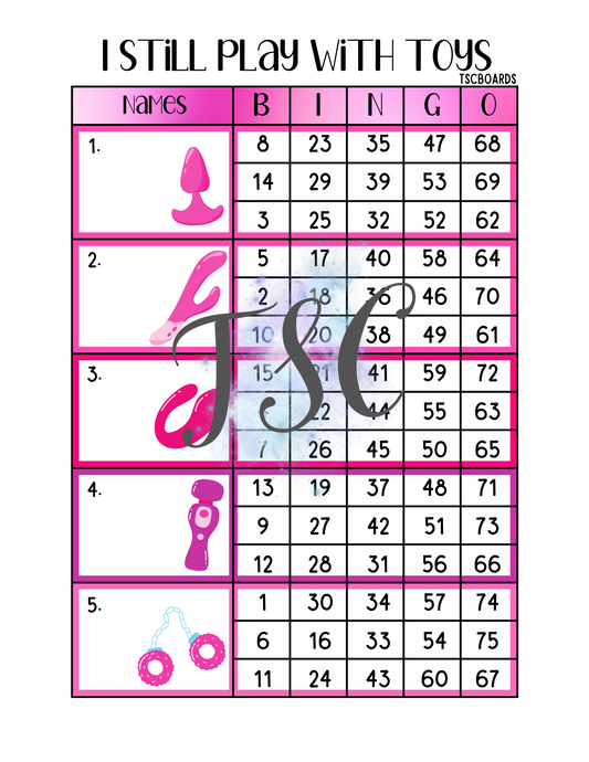 I Still Play With Toys Block Bingo Board 1-75 Ball