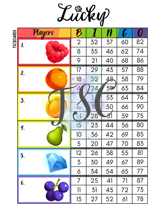 Lucky Block Bingo Board 1-90 Ball