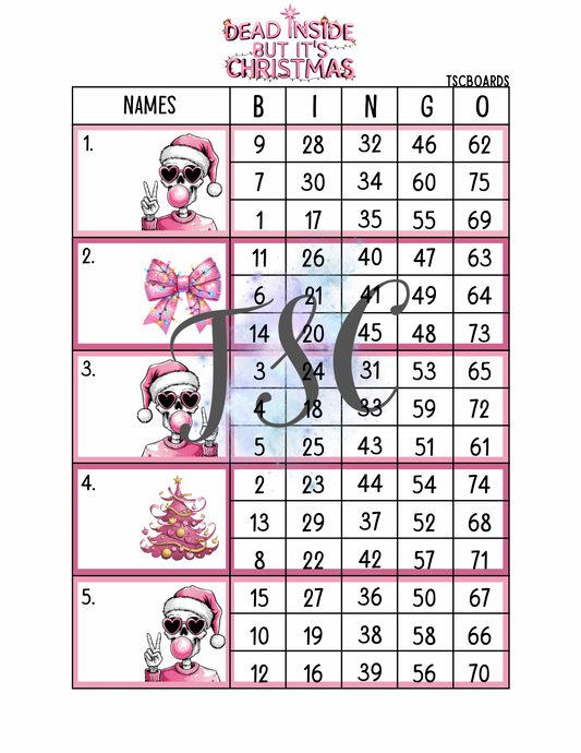 Dead Inside But Its Christmas Block Bingo Board 1-75 Ball