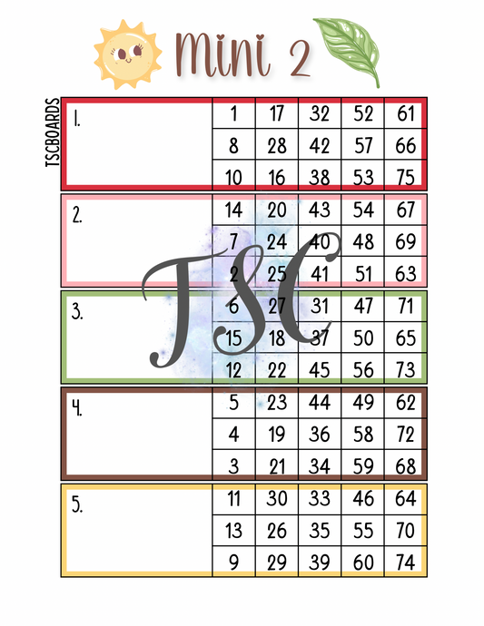 Nature Mini 2 Block Bingo Board 1-75 Ball