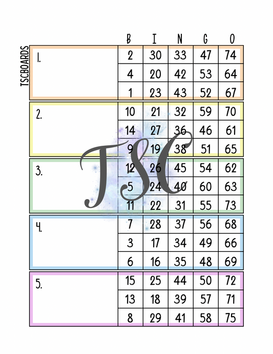 Regular Block Bingo Board 1-75 Ball