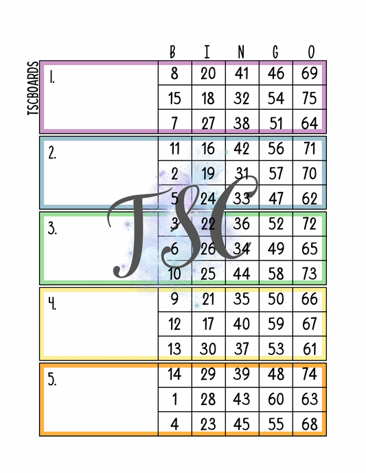 Regular Block Bingo Board 1-75 Ball