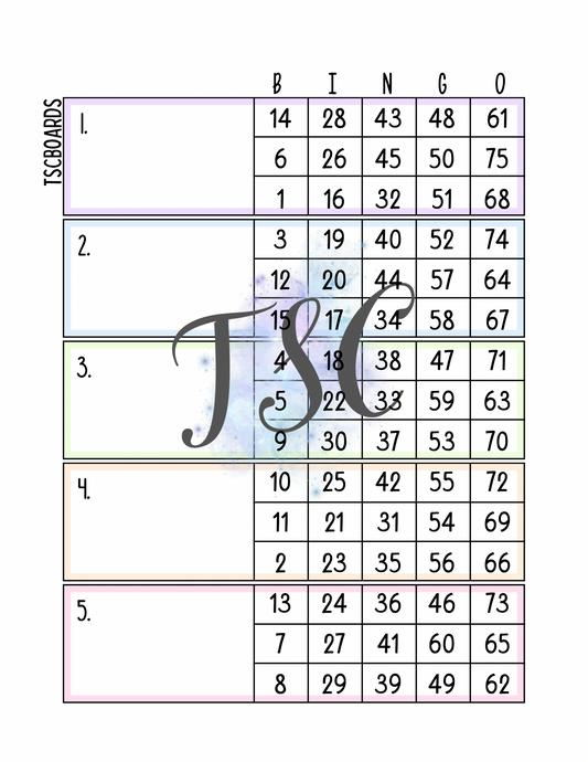Regular Block Bingo Board 1-75 Ball