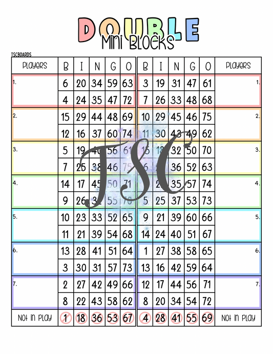Double Mini Blocks Bingo Board 1-75 Ball
