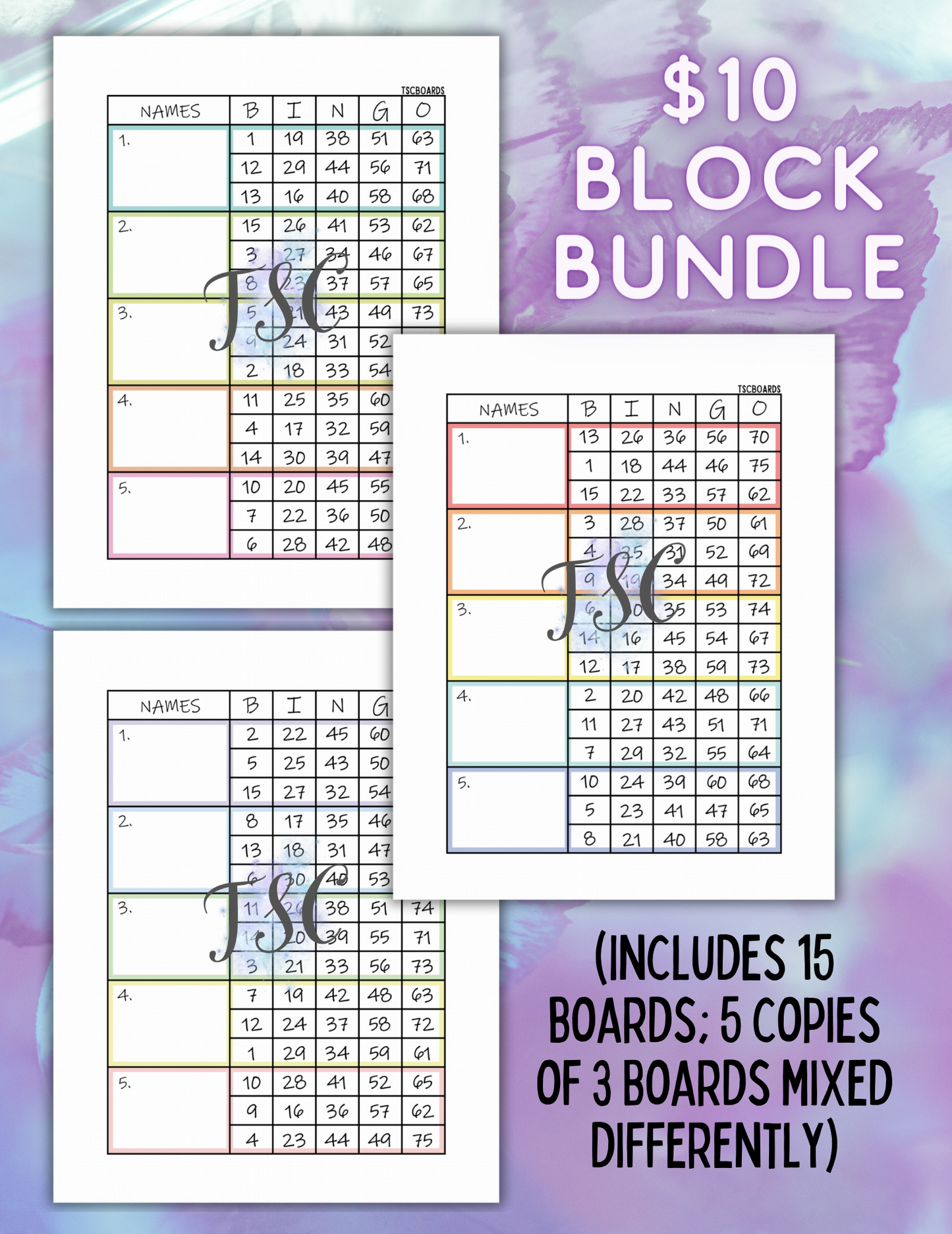 Block Bundle 15 Boards 1-75 Ball