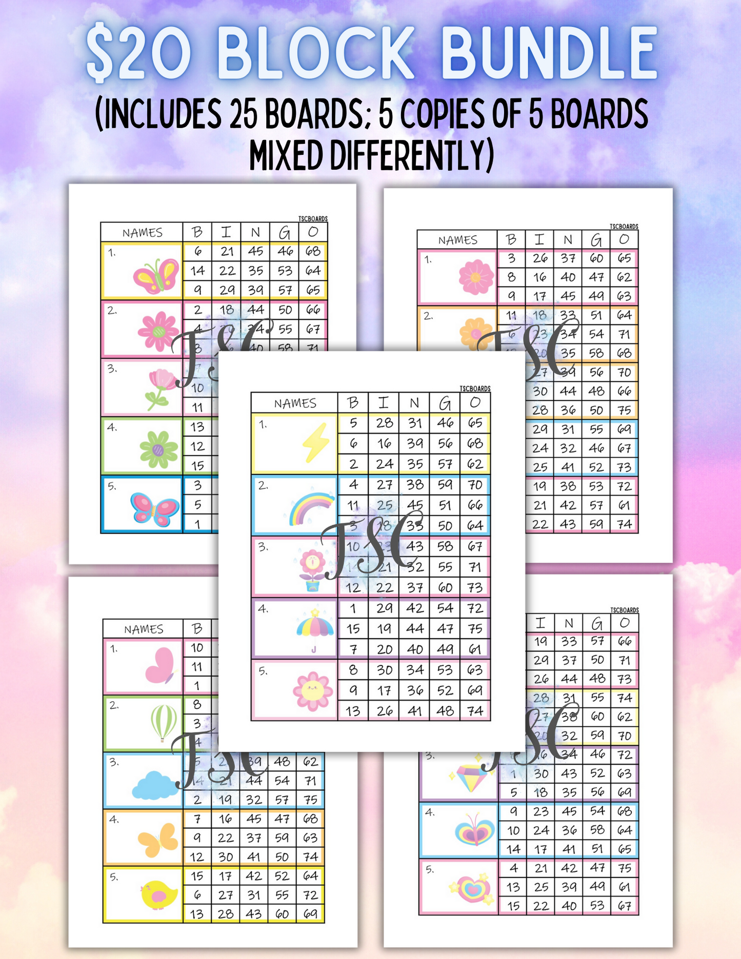 Block Bundle 25 Boards 1-75 Ball