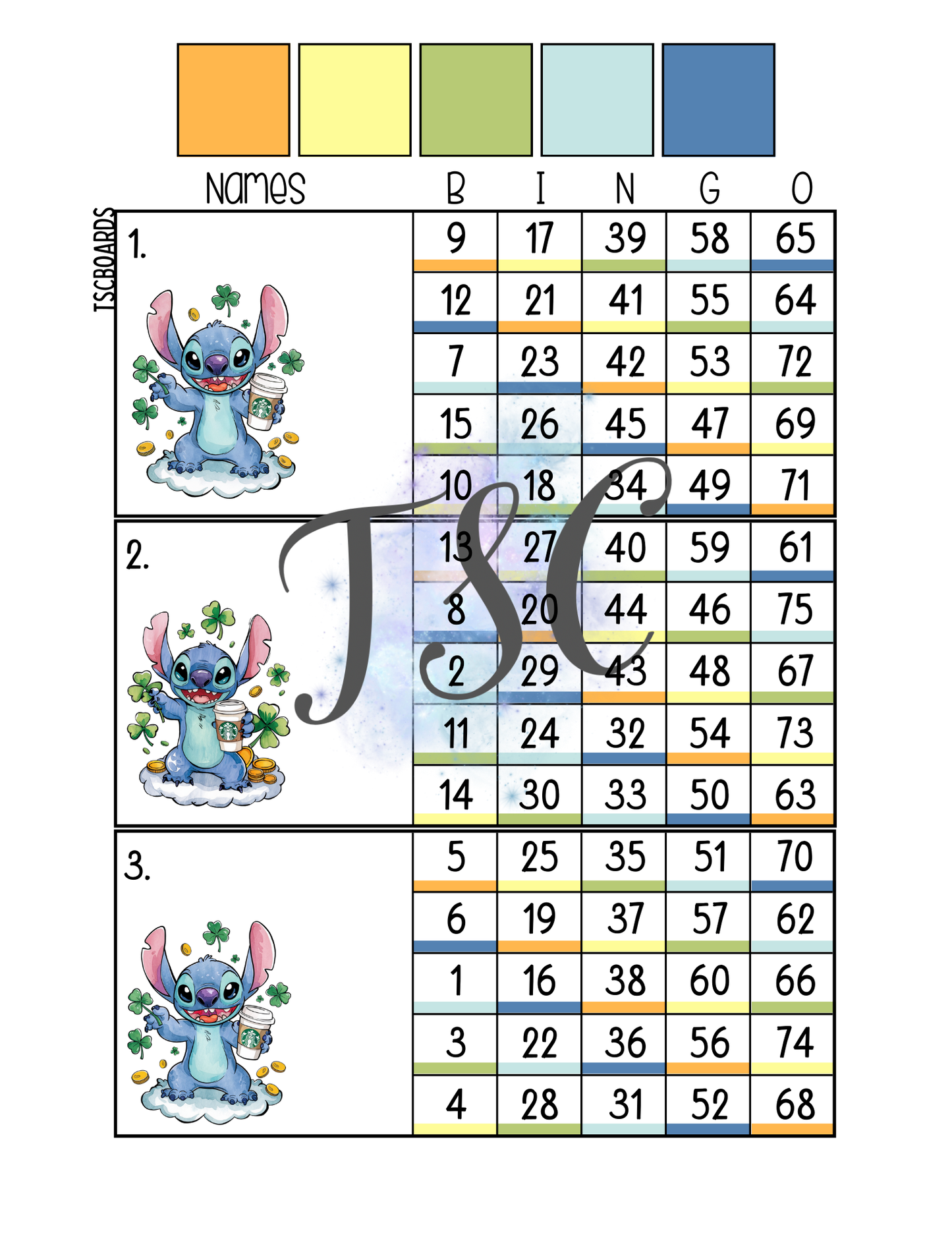 Mega Lucky Stitch Block Bingo Board 1-75 Ball