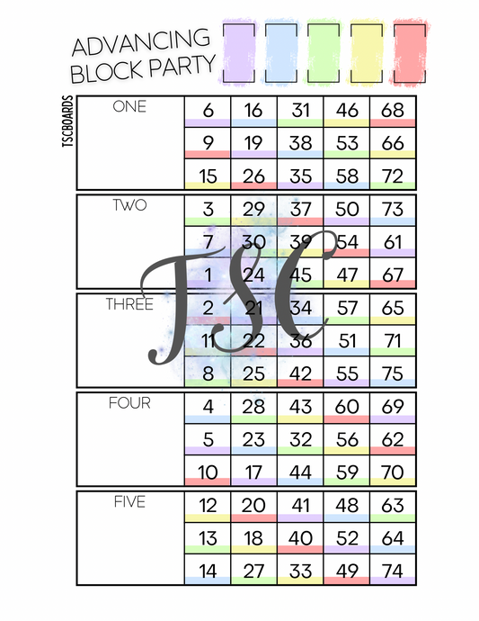 Advancing Block Party Main Block Board 1-75 Ball