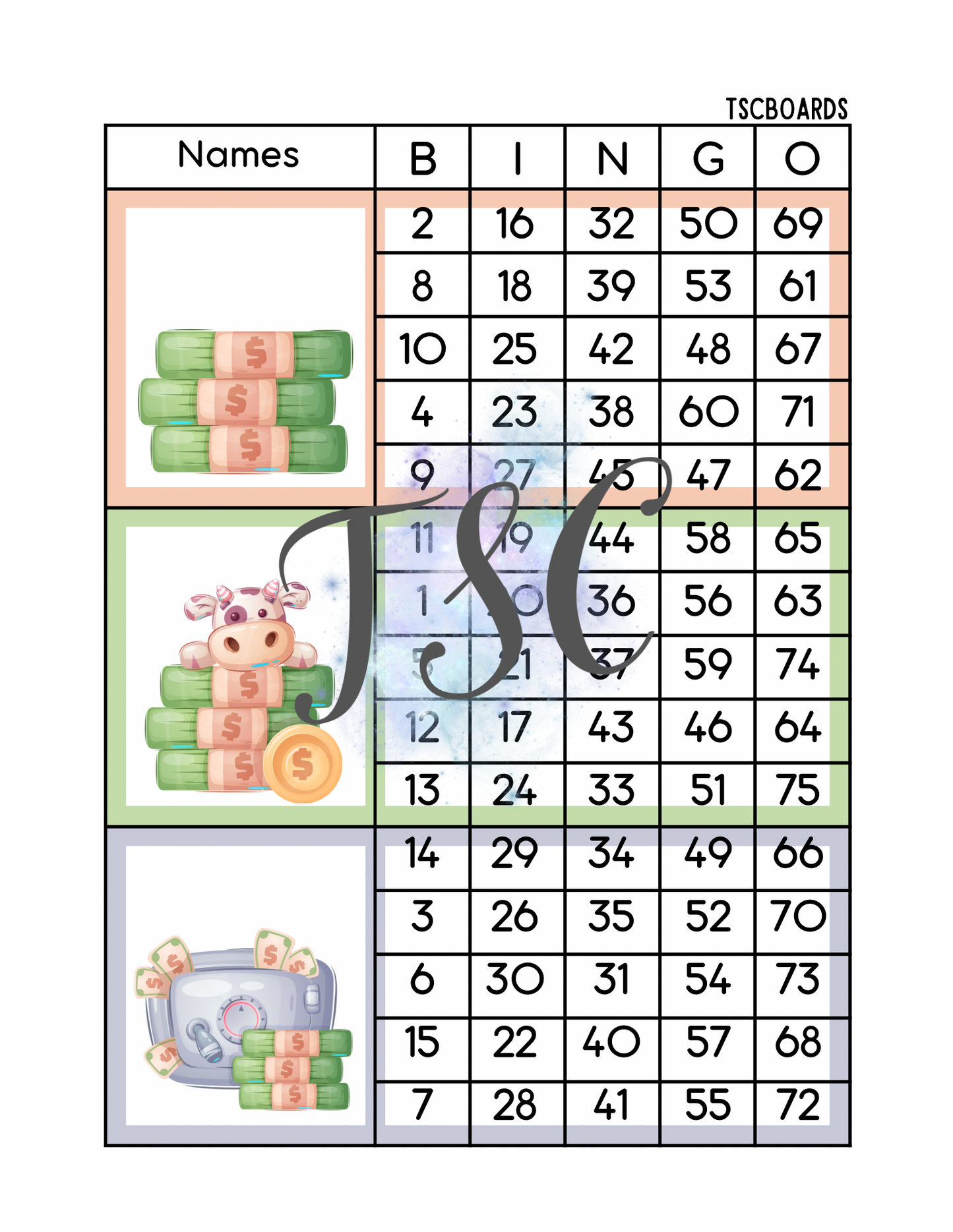 Moo-Lah Mega Block Bingo Board 1-75 Ball