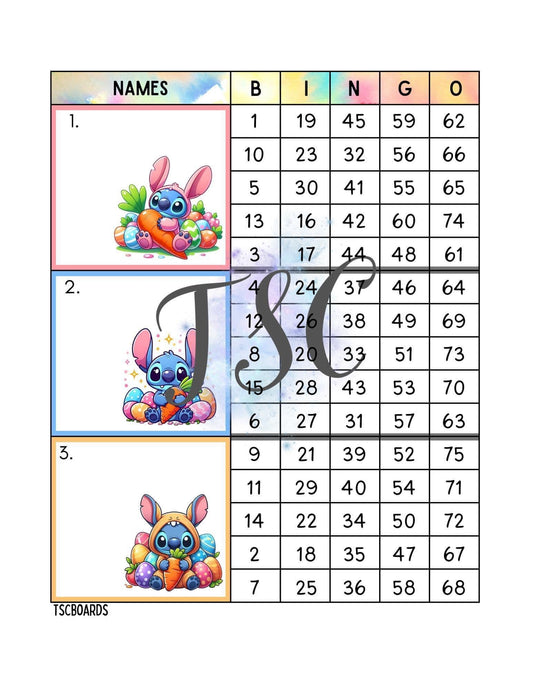 Easter Stitch Mega Block Bingo Board 1-75 Ball