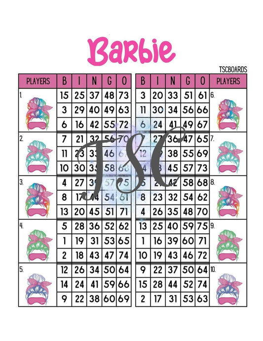 Barbie Double Block Bingo Board 1-75 Ball