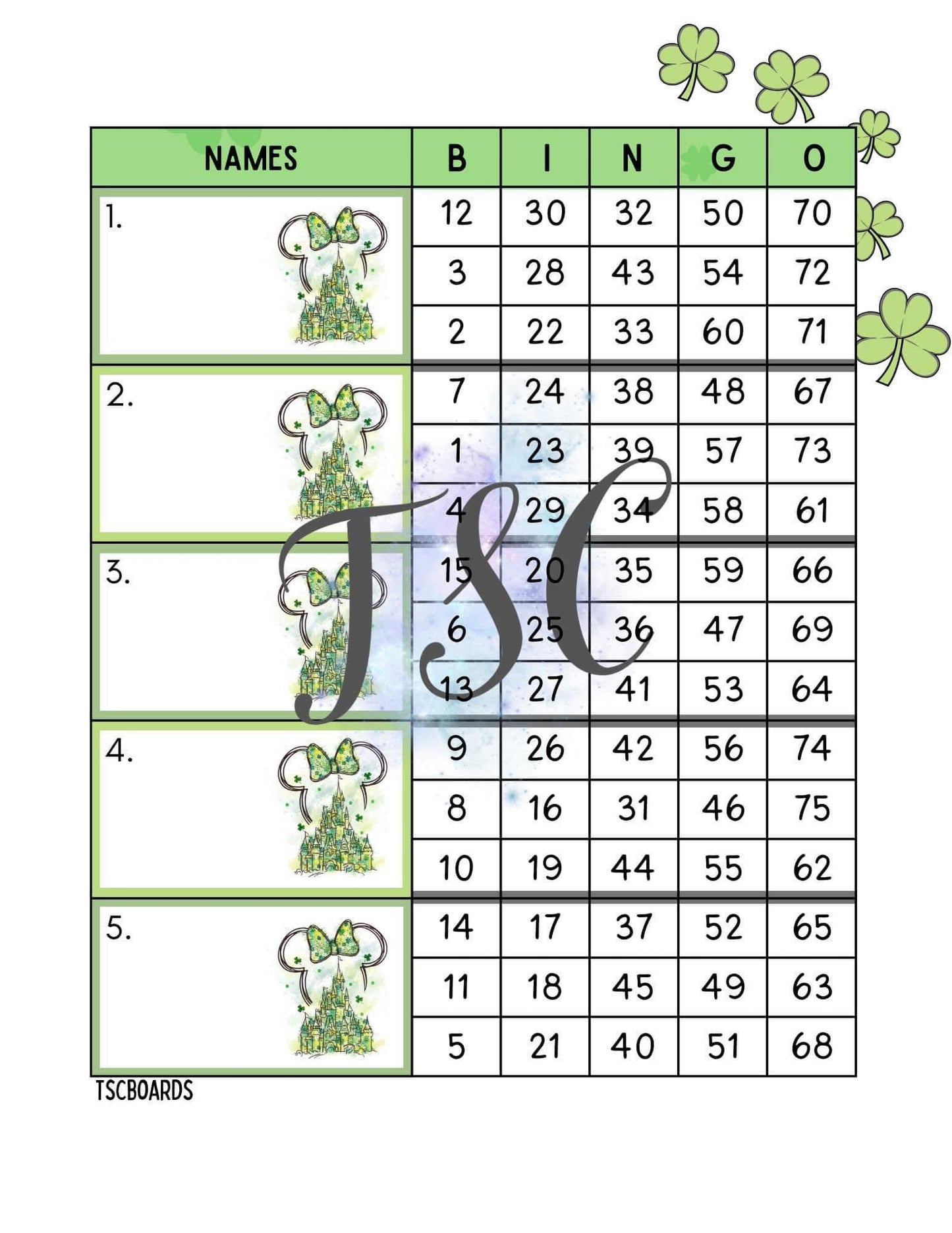 Lucky Green World Block Bingo Board 1-75 Ball
