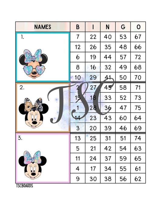 Minnie Mouse Mega Block Bingo Board 1-75 Ball