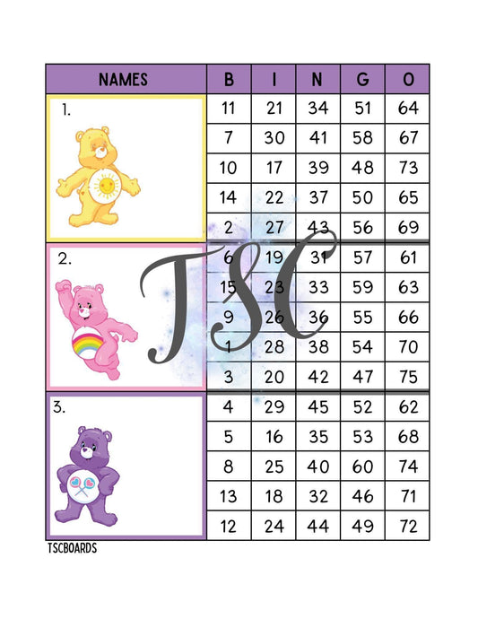 Care Bears Mega Block Bingo Board 1-75 Ball