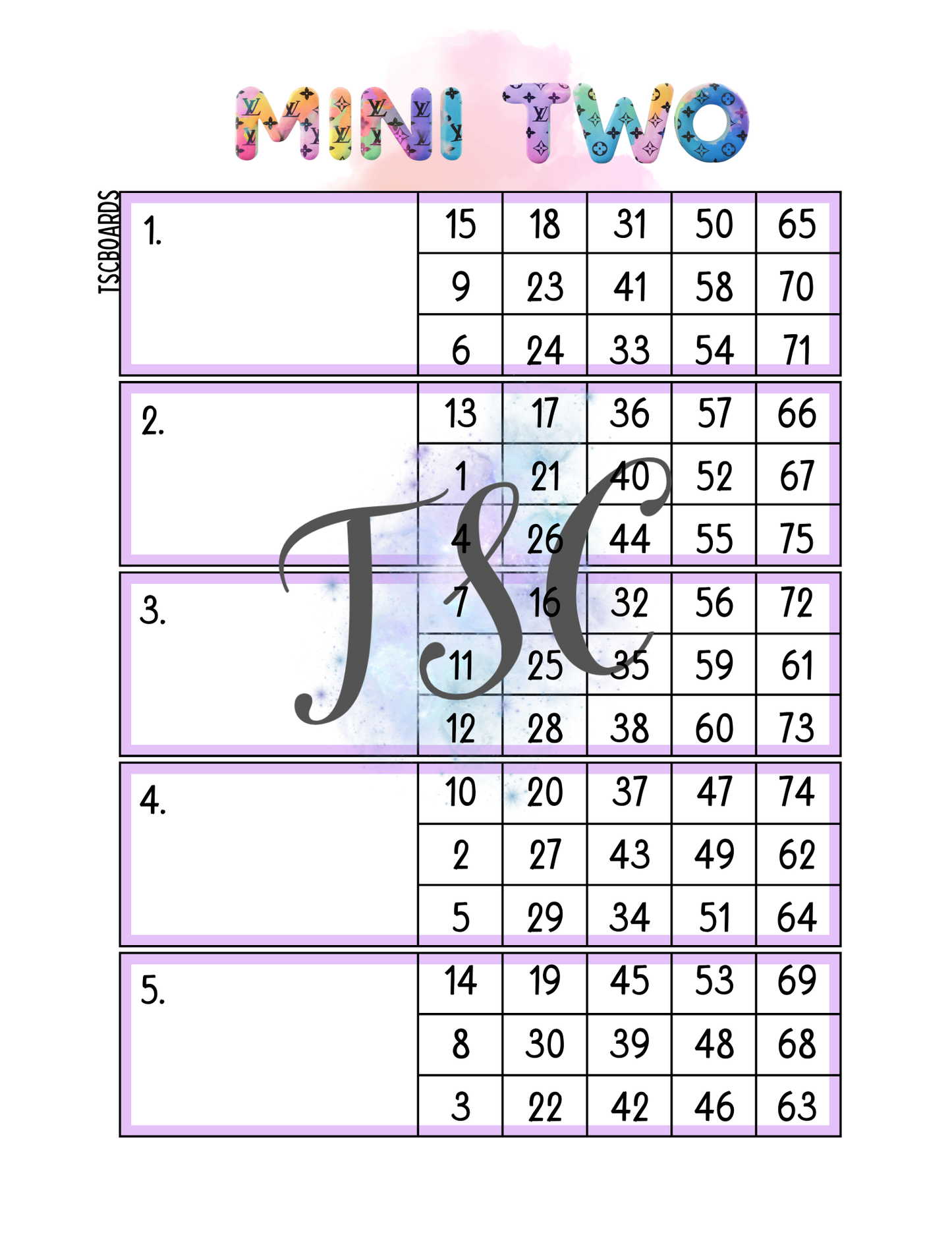 Designer Easter Egg Main Block Bingo Board 1-75 Ball
