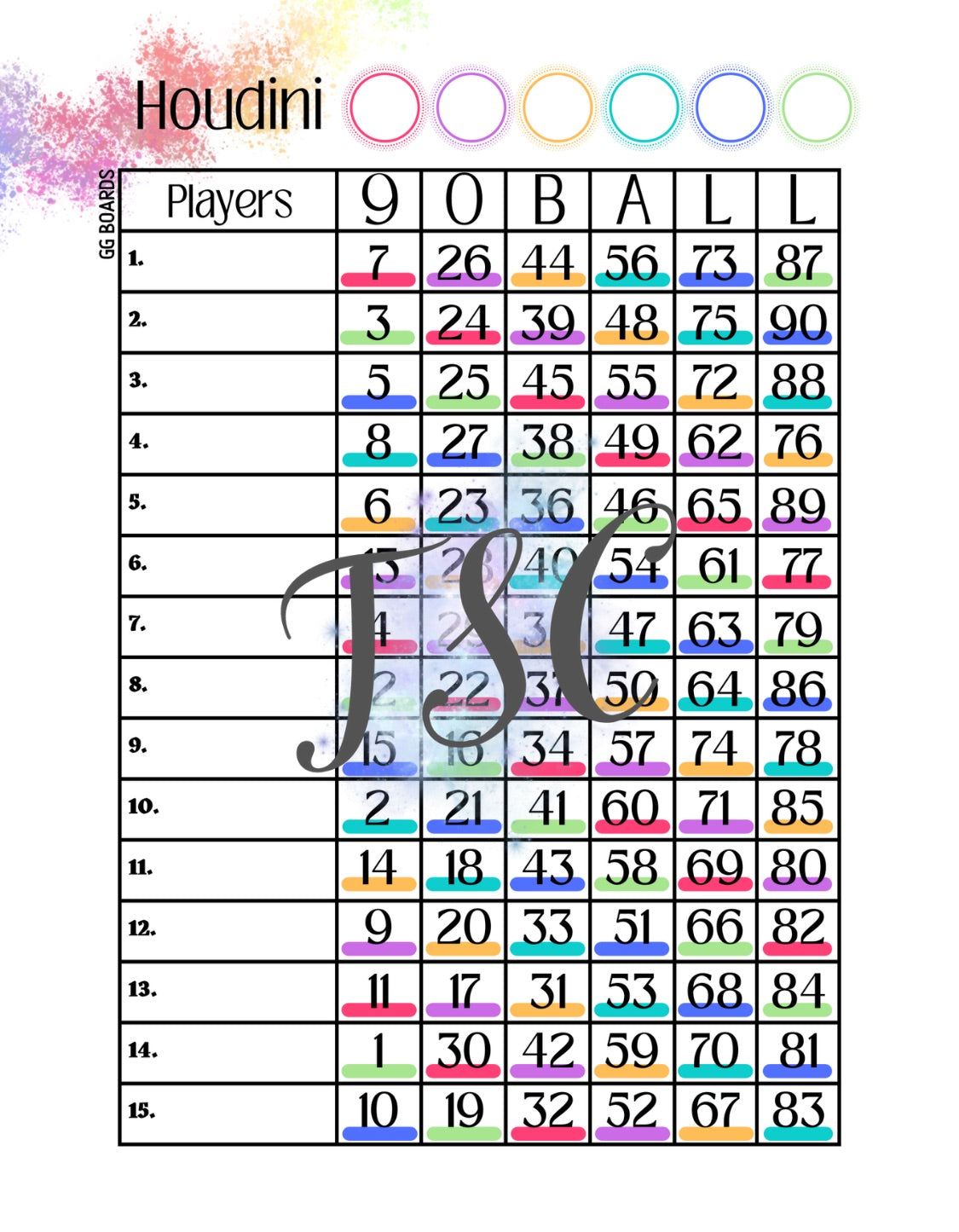 Houdini Rainbow 1-90 Mixed – TSCBoards