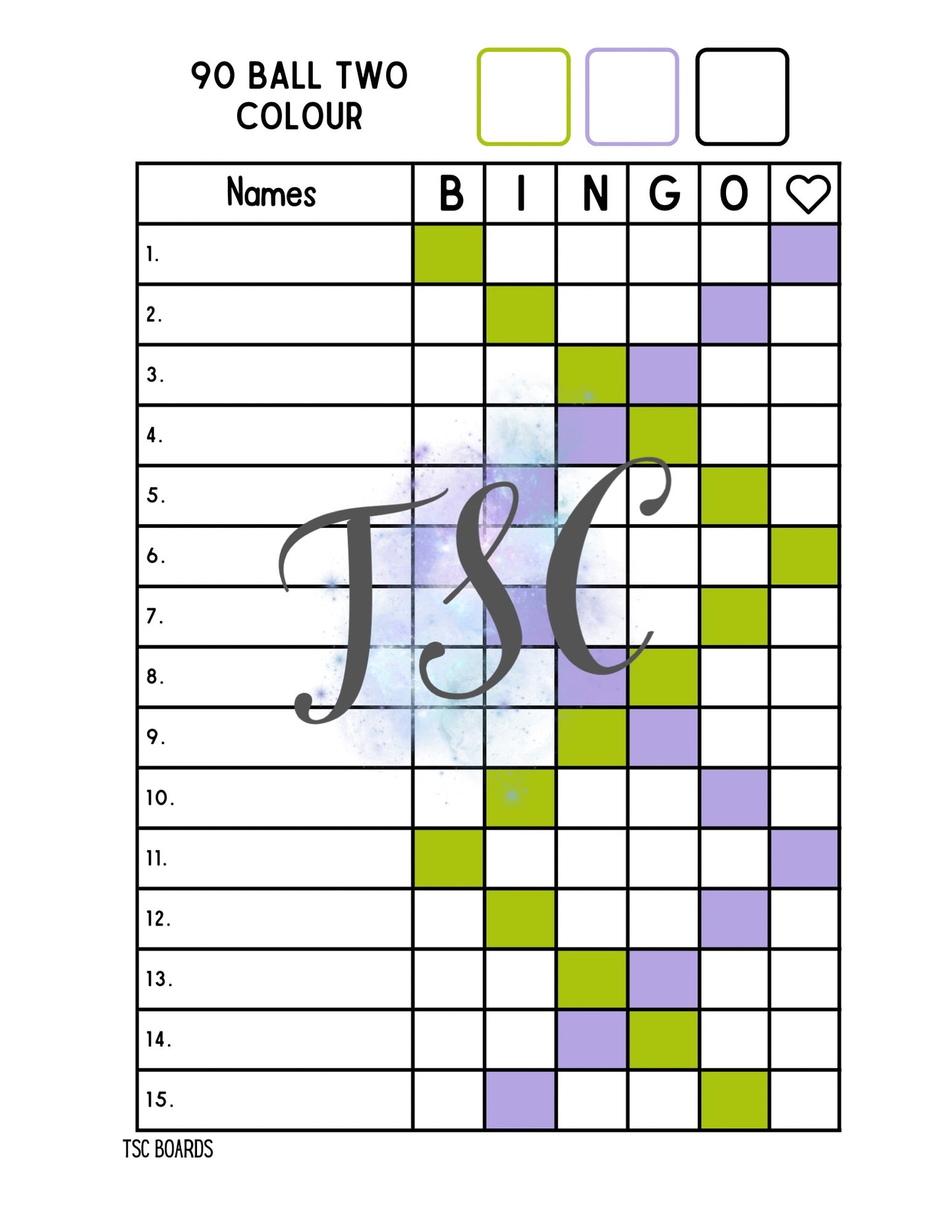 Two Colour Board 1-90 Ball
