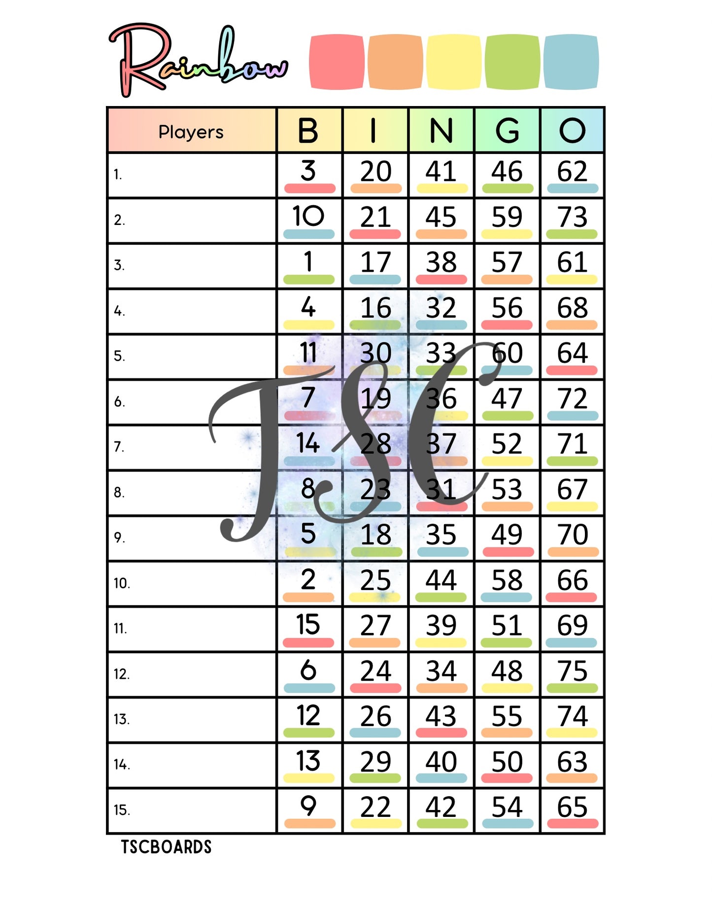 Rainbow Board 1-75 Ball