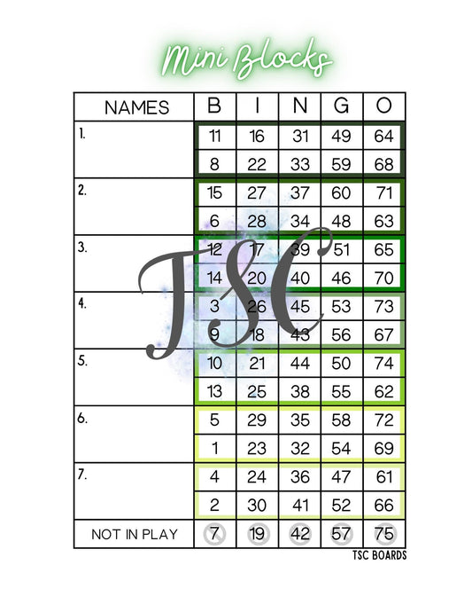 Mini Blocks Green 1-75 Mixed