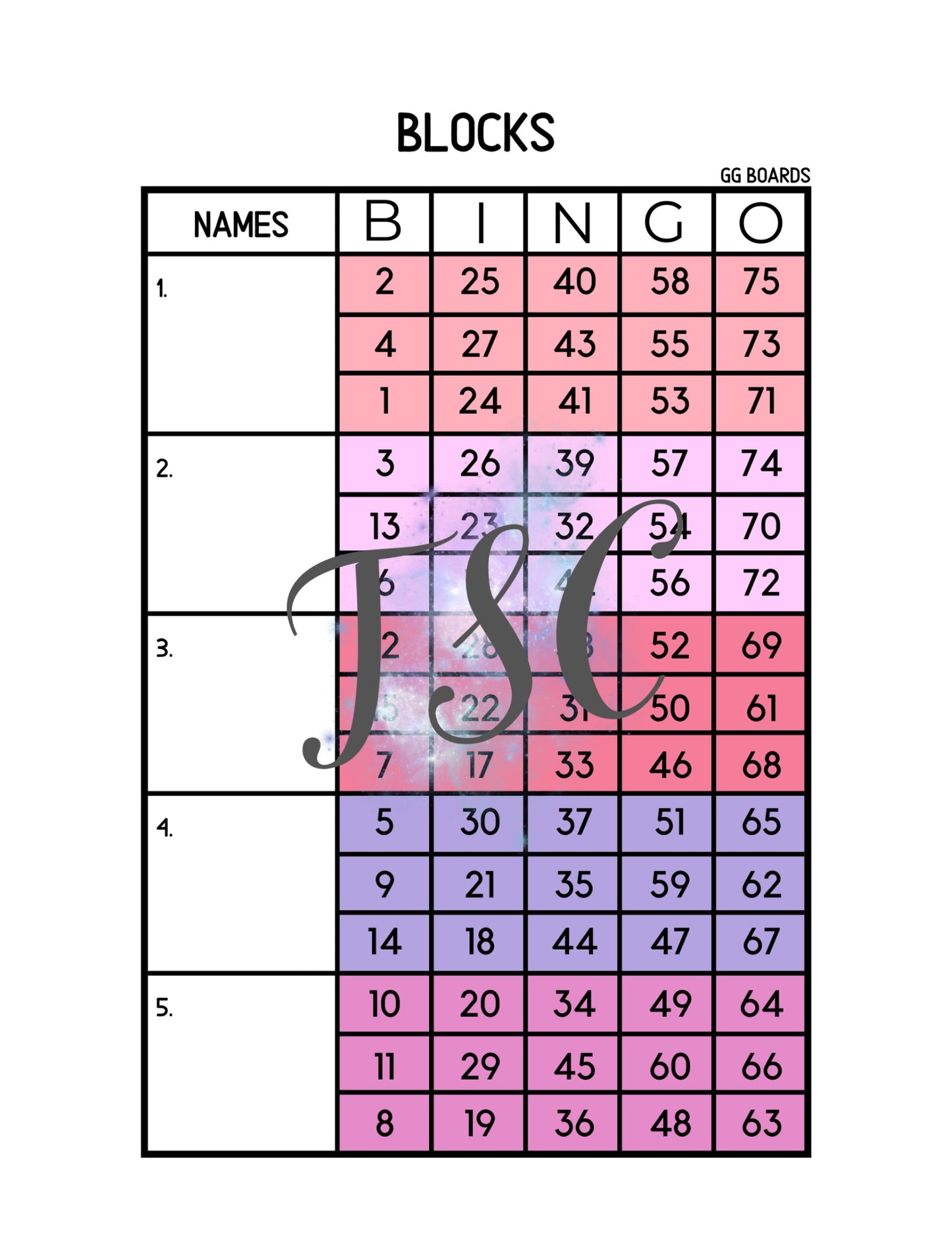 Pink Block 1-75 Mixed