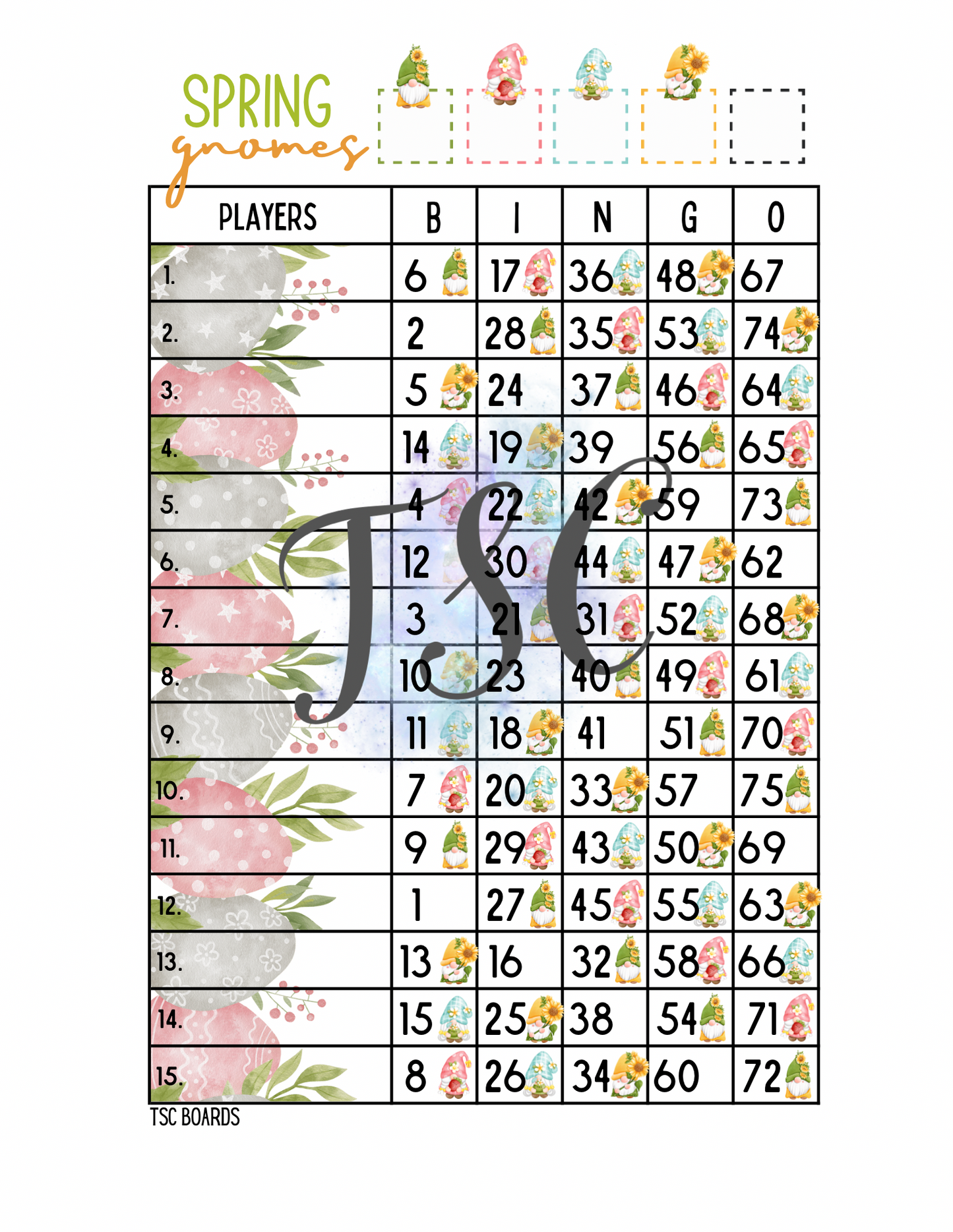 Spring Gnomes 1-75 Mixed