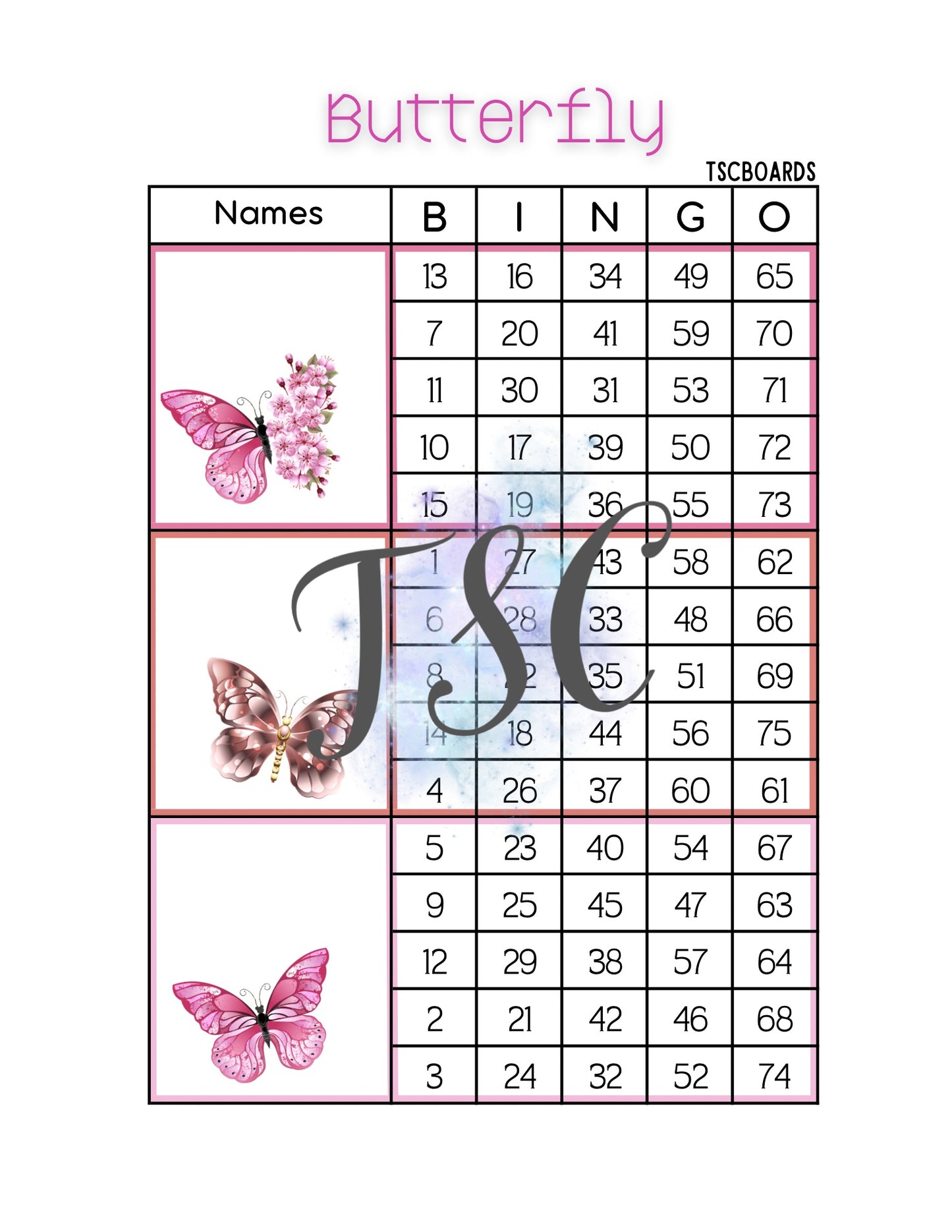 Pink Butterfly Mega Block 1-75 Mixed