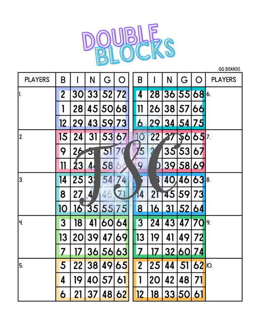 Double Blocks Bingo 1-75 Mixed