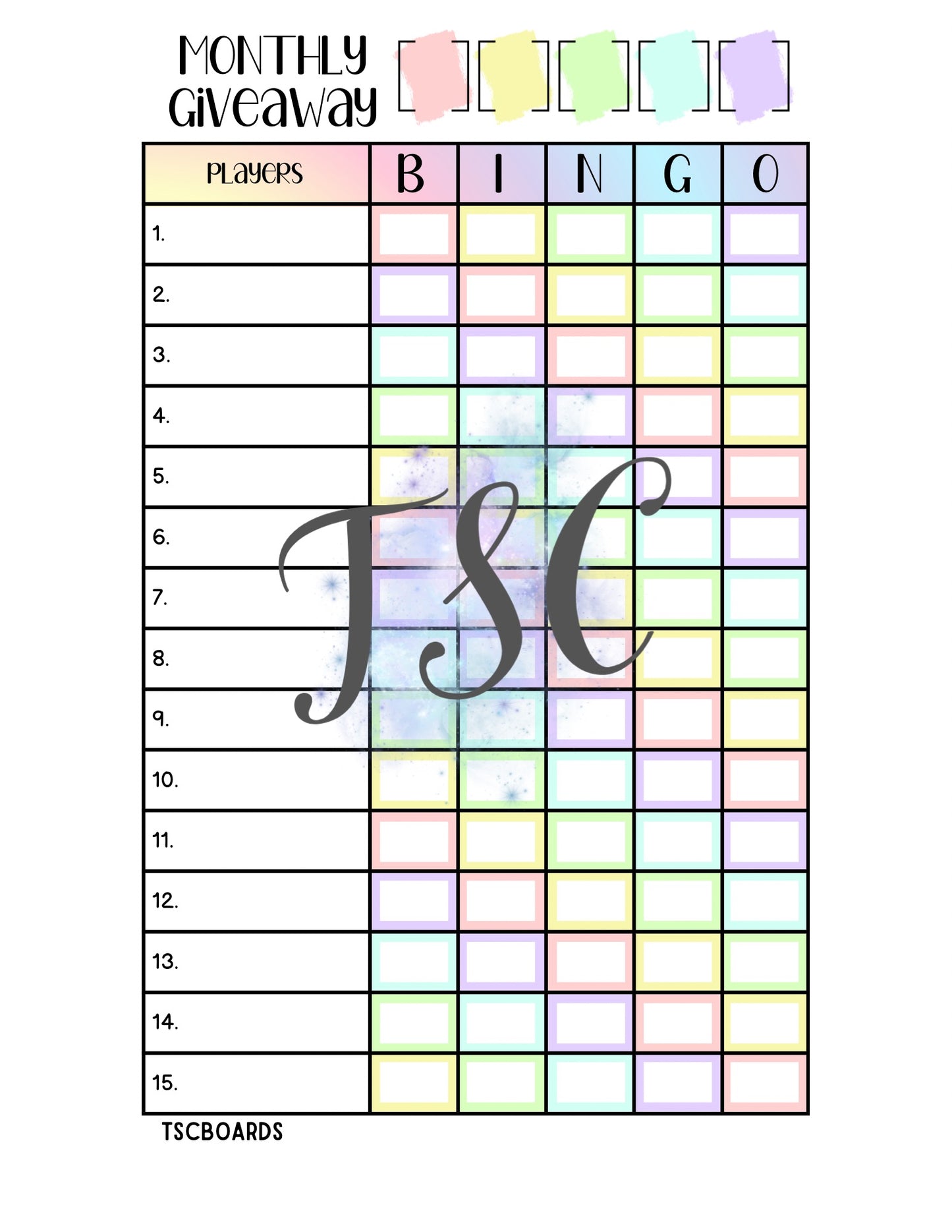 Monthly Giveaway Rainbow Board 1-75 Ball