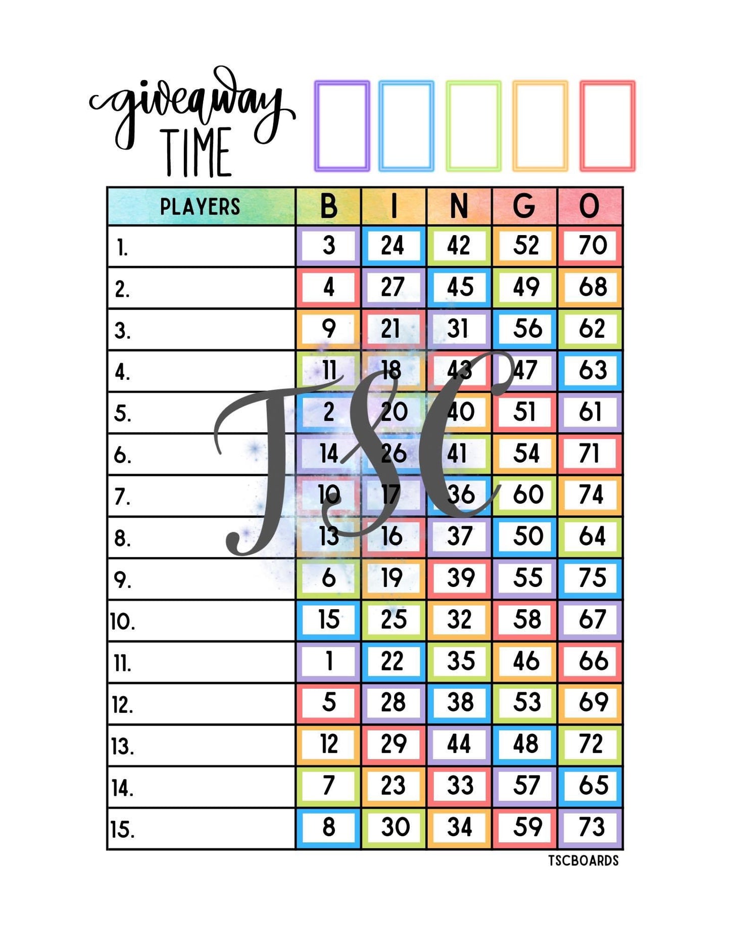 Giveaway Time Rainbow 1-75 Mixed