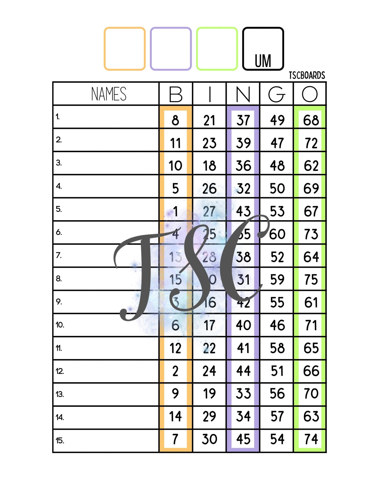 3 Colour Board 1-75 Ball