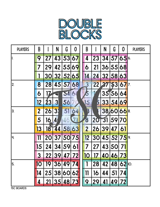 Double Blocks Bingo 1-75 Mixed