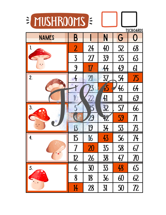 Mushrooms Block Board 1-75