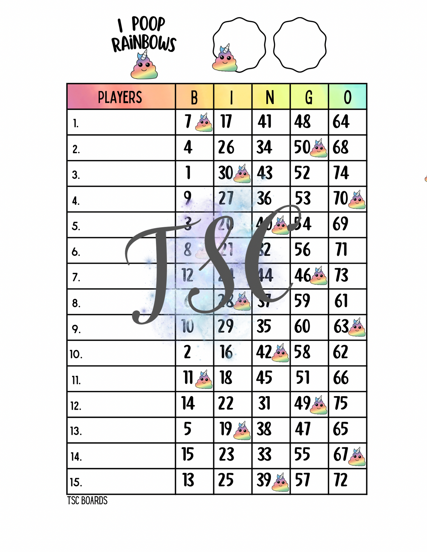 I Poop Rainbows 1-75 Mixed
