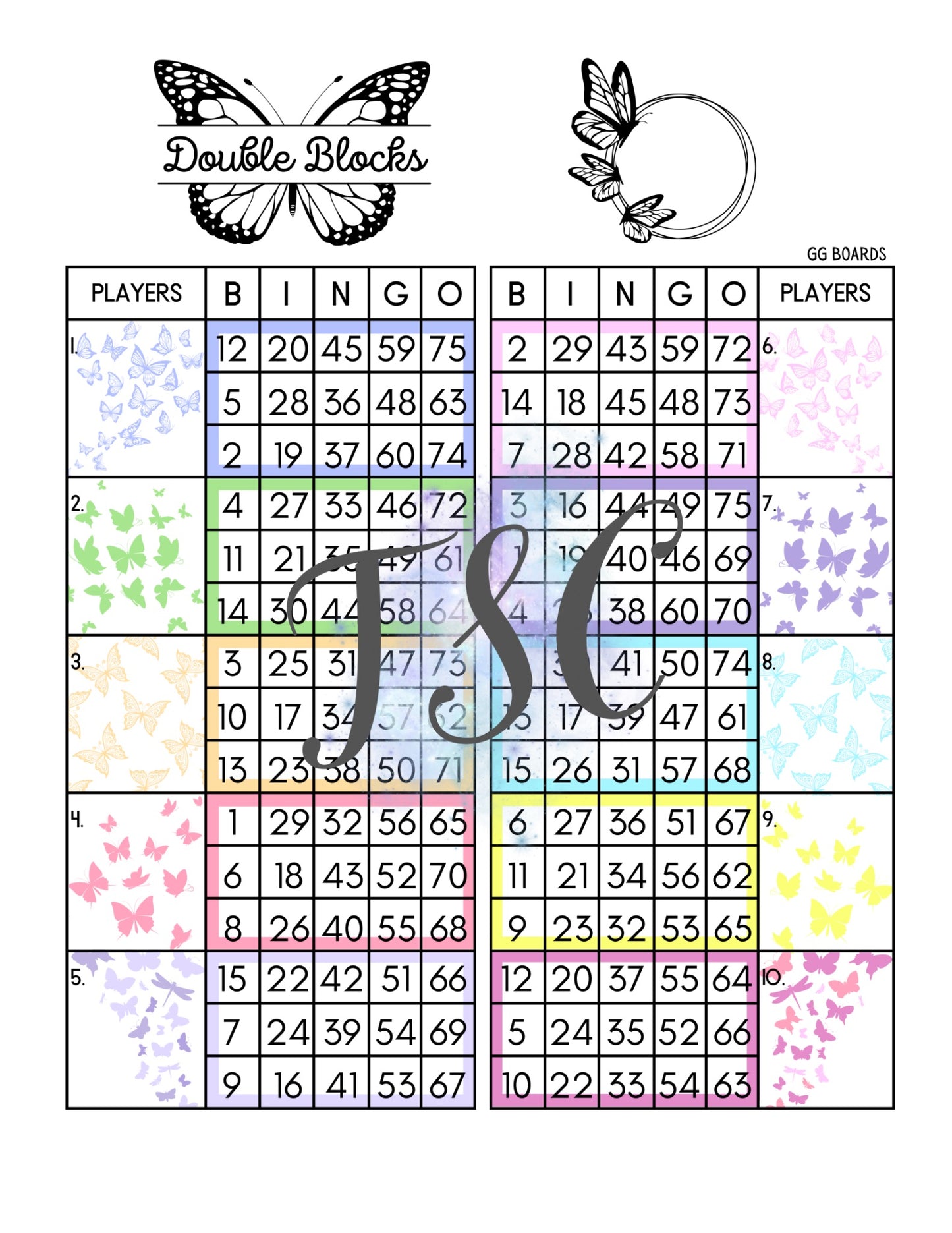 Butterfly Double Blocks 1-75 Mixed